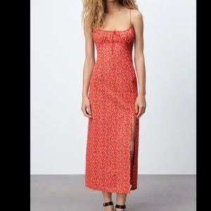 ZARA RED AND WHITE MIDI DRESS - never worn, new with tags!!